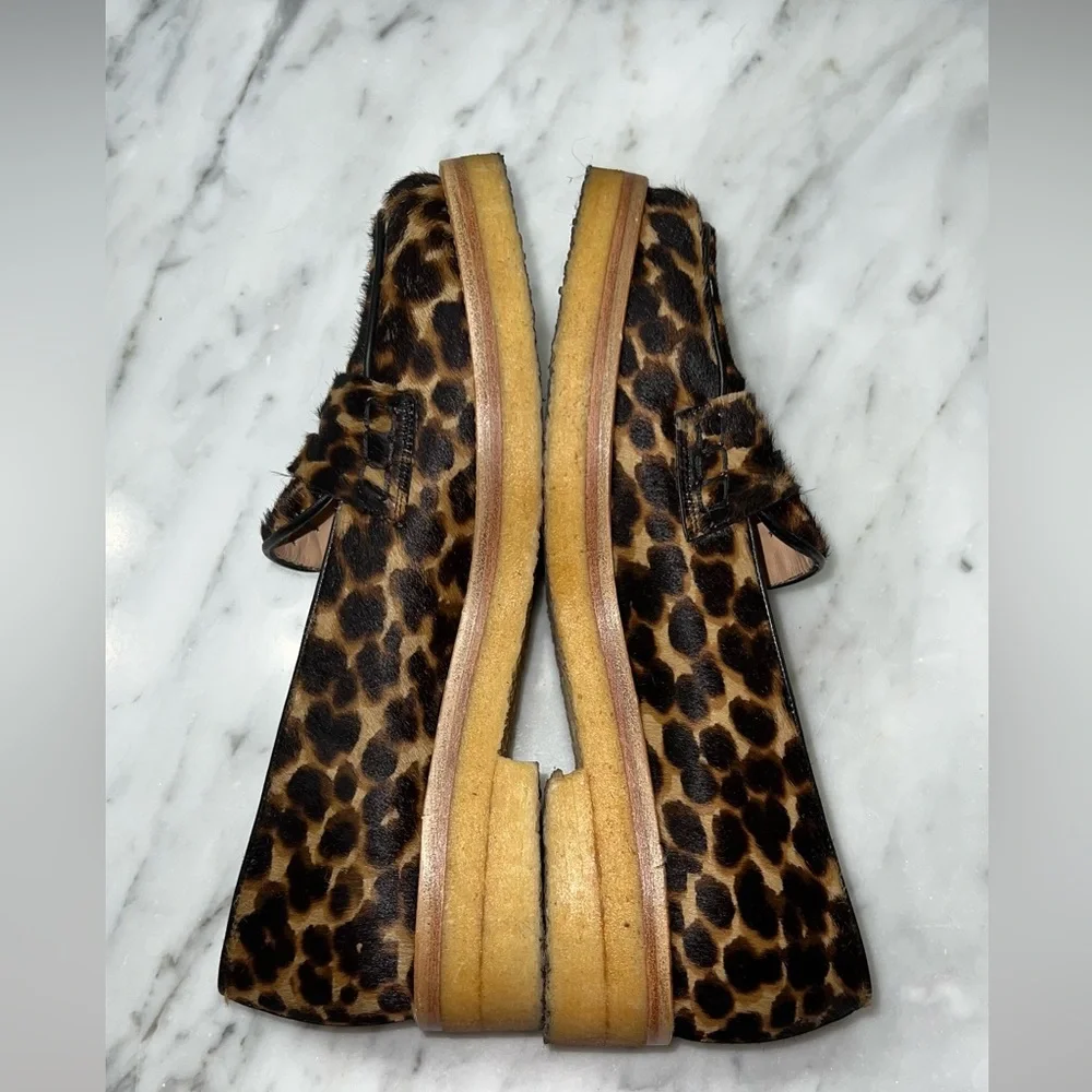 Longchamp Calf Hair Animal Print Penny Loafer size 38 Le Pliage Women